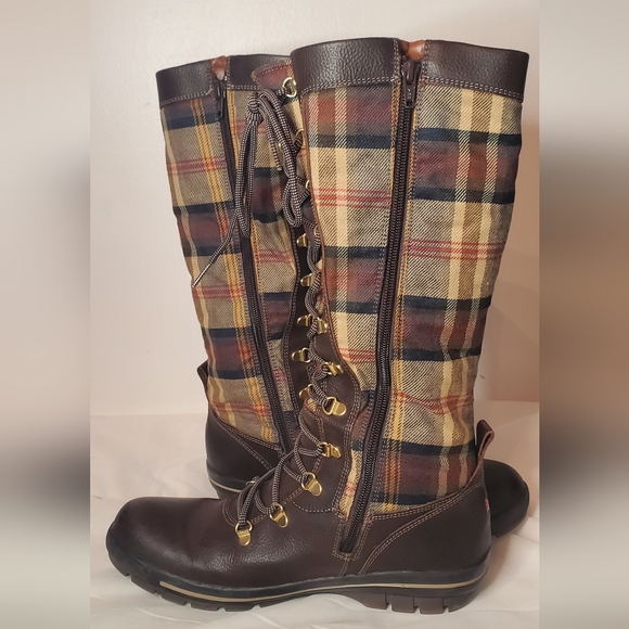 PAJAR -size 40/10-plaid boots -fur lined-fabric and leather-zipperup-laceup - Picture 3 of 15